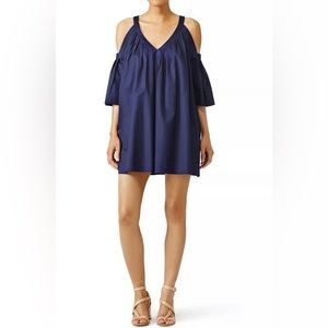 Rebecca Minkoff Judith Cold Shoulder Mini Dress Navy Blue Size Small